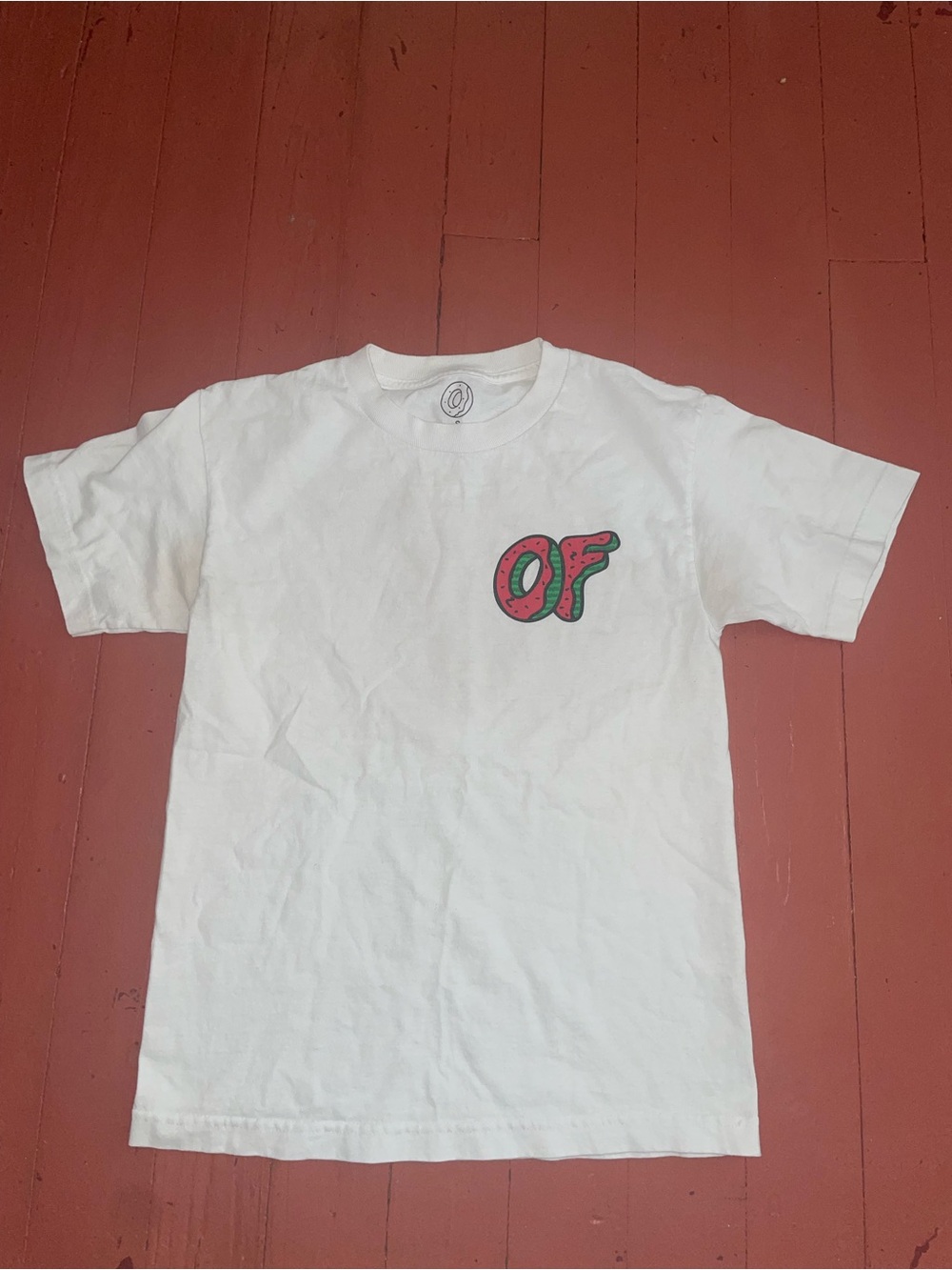 Odd Future White Short Sleeve Tee with Pink & Green OF Logo